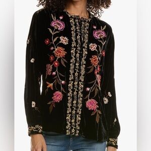 Johnny Was “Quinn Velvet Mandarin Shirt”. New with tags.